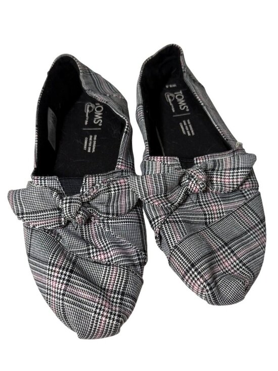 Toms Shoes - Toms Plaid Canvas Slip-On Flats With Bow & Cloudbound Sole Womens Size 8.5